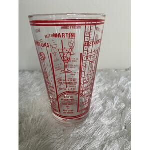 Vintage  Red Libbey Cocktail Mixer Bartender Recipe Phoenixware